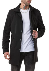 RedBridge Trenchcoat Herren Mantel Jacke Schwarz