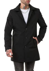 RedBridge Trenchcoat Herren Mantel Jacke Schwarz