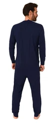 Normann Care Pyjama Herren Pflegeoverall langarm mit Reißverschluss am Rücken und Bein 