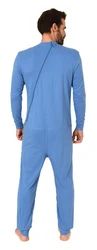 Normann Care Pyjama Herren Pflegeoverall langarm mit Reißverschluss am Rücken und Bein 