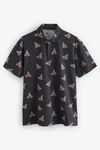 Next Poloshirt Polo-Shirt im weihnachtlichen Print Schwarz/Dunkelgrau/Dunkelblau/Blau