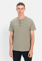 camel active Henleyshirt Dunkelgrün/Khaki