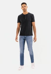 camel active Henleyshirt Schwarz/Dunkelgrau