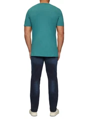 s.Oliver Kurzarmshirt T-Shirt Logo Türkis/Grün