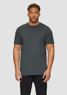 s.Oliver Kurzarmshirt T-Shirt Logo Dunkelgrau/Grau/Dunkelblau
