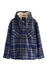 Next Hemdjacke mit Teddyfutter und Kapuze Blau/Hellblau/Dunkelblau
