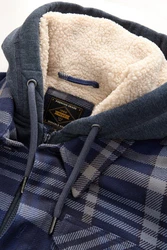 Next Hemdjacke mit Teddyfutter und Kapuze Blau/Hellblau/Dunkelblau
