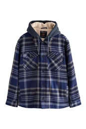 Hemdjacke Karierte Hemdjacke mit Teddyfutter und Kapuze (1-St)