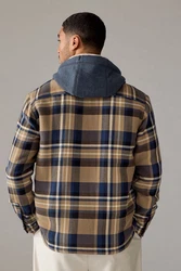 Next Hemdjacke mit Teddyfutter und Kapuze Hellblau/Beige/Braun/Blau