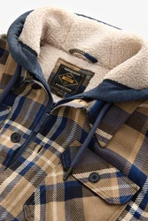 Next Hemdjacke mit Teddyfutter und Kapuze Hellblau/Beige/Braun/Blau