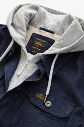 Next Hemdjacke mit Borgfutter und Kapuze (1-St) Dunkelblau/Hellblau/Blau