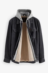 Next Hemdjacke mit Borgfutter und Kapuze (1-St) Dunkelgrau/Dunkelblau/Grau/Schwarz/Hellgrau/Blau
