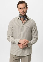 Antioch Blusenshirt Caracas Regular Fit Khaki/Weiß/Beige