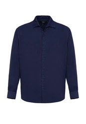 Antioch Blusenshirt Marino Open Collar Relax Fit Long Sleeve Dunkelblau/Blau