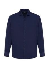Antioch Blusenshirt Marino Open Collar Relax Fit Long Sleeve Dunkelblau/Blau