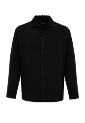 Antioch Blusenshirt Marino Open Collar Relax Fit Long Sleeve Marino