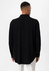 Antioch Blusenshirt Marino Open Collar Relax Fit Long Sleeve Marino
