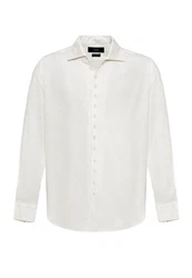 Antioch Blusenshirt Marino Open Collar Relax Fit Long Sleeve Weiß/Creme
