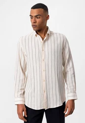 Antioch Blusenshirt Paris Langarm Casual Slim Fit Beige/Weiß/Creme
