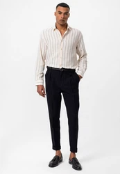 Antioch Blusenshirt Paris Langarm Casual Slim Fit Beige/Weiß/Creme