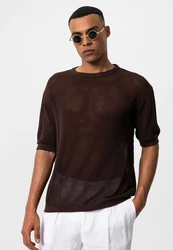 Antioch Poloshirt OSLO Kurzarm Crewneck Dunkelbraun/Braun