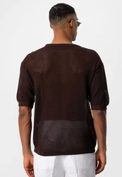 Antioch Poloshirt OSLO Kurzarm Crewneck Dunkelbraun/Braun