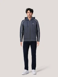 BOSS Sweatjacke mit Kapuze SAGGY Dunkelblau/Grau