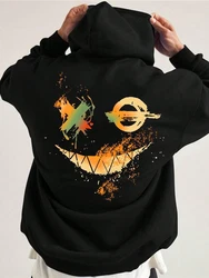 RMK Kapuzenpullover Hoodie Herren Pullover Basic Longsleeve Smile Smiley Schwarz/Orange/Gelb