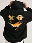 RMK Kapuzenpullover Hoodie Herren Pullover Basic Longsleeve Smile Smiley Schwarz/Orange/Gelb