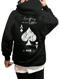 Kapuzenpullover Hoodie Herren Pullover Kapuzen Karte Pik Peak Poker Ass