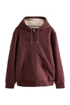 Next Kapuzenfleecejacke Teddyfell mit Reißverschluss (1-St) Dunkelrot/Bordeaux/Braun