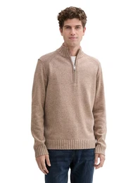 Strickpullover Troyer Pullover mit Ripp-Details