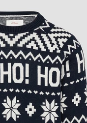 s.Oliver Strickpullover Weihnachtspullover Lila/Dunkelblau/Weiß/Gelb/Blau/Hellblau