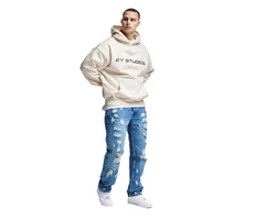 2Y Studios Bequeme Jeans Firio Destroyed Straight Jeans Blau/Hellblau
