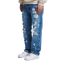 2Y Studios Bequeme Jeans Firio Destroyed Straight Jeans Blau/Hellblau