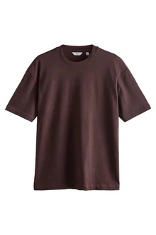 Next T-Shirt aus schwerem Stoff Dunkelbraun/Braun/Dunkelrot/Bordeaux