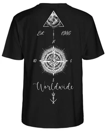 T-Shirt Herren T-Shirt Basic Rundhals Kompass Welt