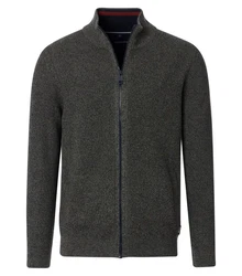 CASAMODA Troyer Sweatjacke Strickjacke Strickpullover Dunkelgrau/Grau/Dunkelgrün