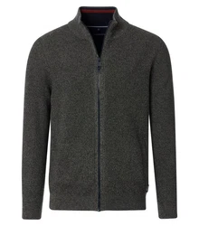 CASAMODA Troyer Sweatjacke Strickjacke Strickpullover Dunkelgrau/Grau/Dunkelgrün