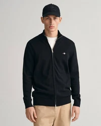 GANT Strickjacke CASUAL COTTON ZIP CARDIGAN Schwarz