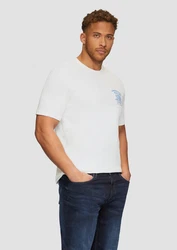 s.Oliver Kurzarmshirt mit Frontprint Artwork Hellblau/Weiß/Creme