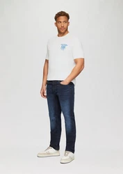s.Oliver Kurzarmshirt mit Frontprint Artwork Hellblau/Weiß/Creme