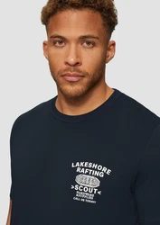 s.Oliver Kurzarmshirt mit Frontprint Artwork Dunkelblau/Blau