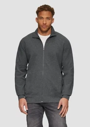 Allwetterjacke Sweatjacke aus Jacquard in Strick-Optik Label-Patch