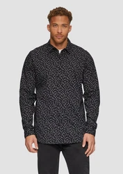 s.Oliver Langarmhemd Slim Fit Schwarz/Dunkelblau/Hellblau