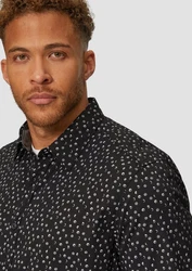 s.Oliver Langarmhemd Slim Fit Schwarz/Dunkelblau/Hellblau