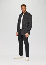 s.Oliver Langarmhemd Slim Fit Schwarz/Dunkelblau/Hellblau