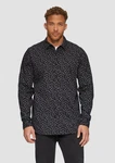 s.Oliver Langarmhemd Slim Fit Schwarz/Dunkelblau/Hellblau