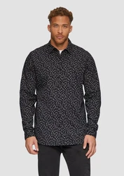 s.Oliver Langarmhemd Slim Fit Schwarz/Dunkelblau/Hellblau