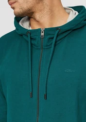 s.Oliver Allwetterjacke Sweatshirt-Jacke mit Kapuze und Logo Artwork 